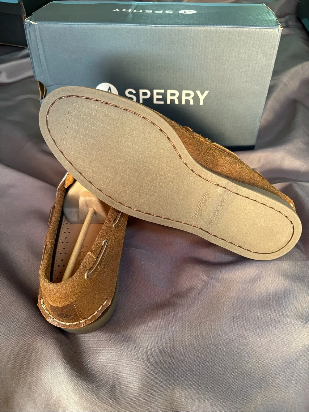 Sperry Men’s Tan Suede Moc Toe Boat Shoes